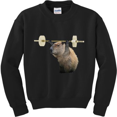 Capybara Weightlifting Funny Body Building Training Kids Sweatshirt