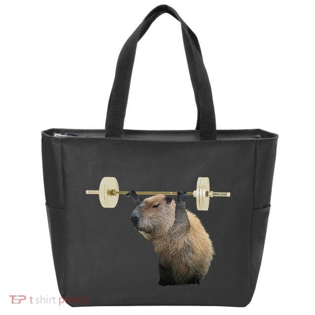 Capybara Weightlifting Funny Body Building Training Zip Tote Bag