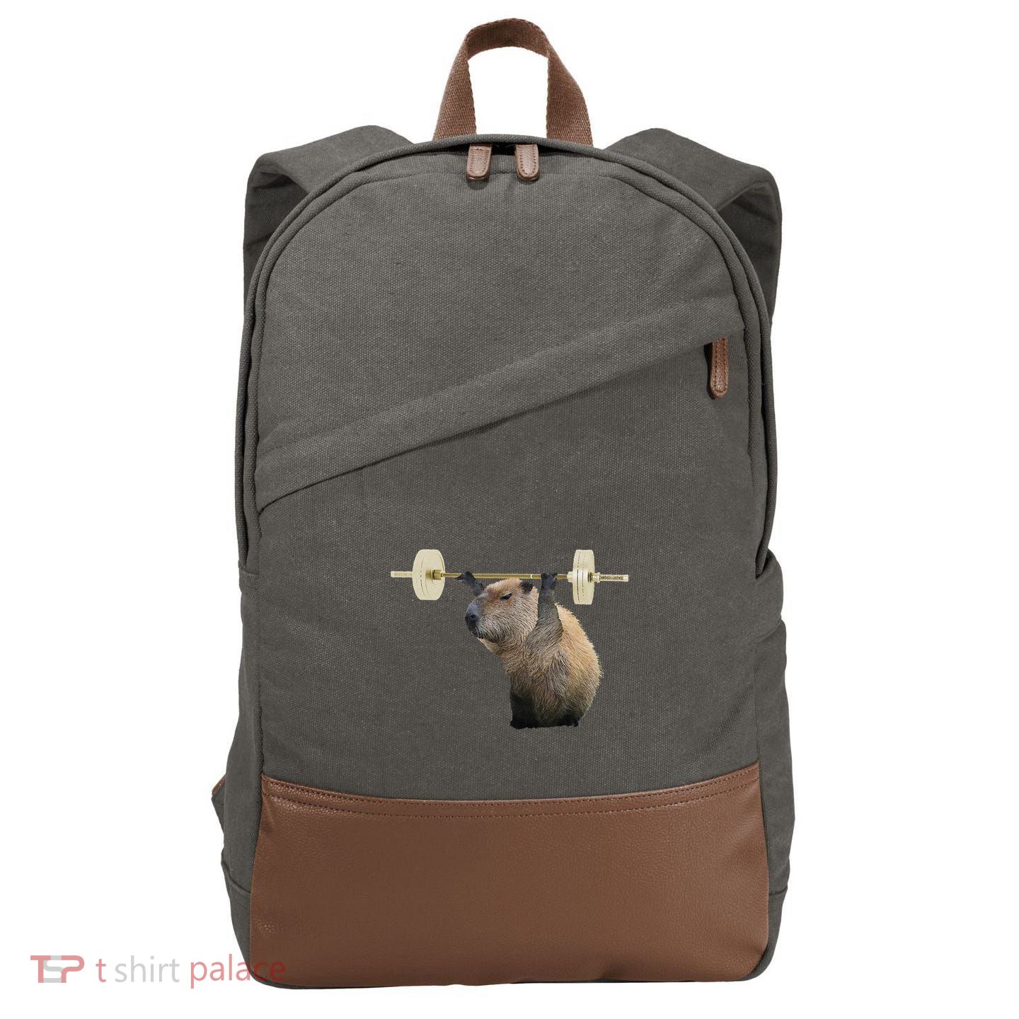 Capybara Weightlifting Funny Body Building Training Cotton Canvas Backpack