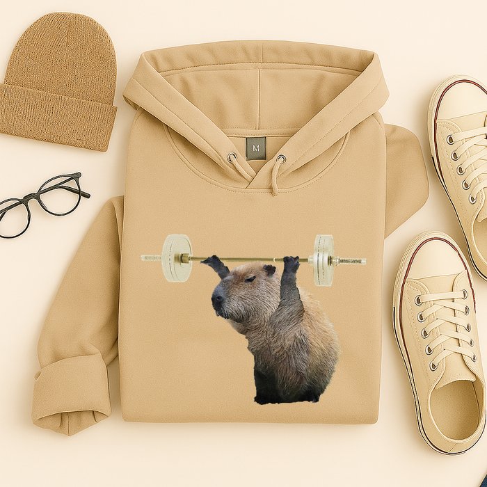 Capybara Weightlifting Funny Body Building Training Hoodie