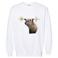 Capybara Weightlifting Funny Body Building Training Garment-Dyed Sweatshirt
