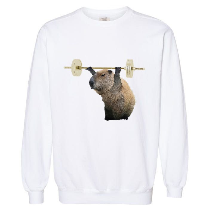 Capybara Weightlifting Funny Body Building Training Garment-Dyed Sweatshirt
