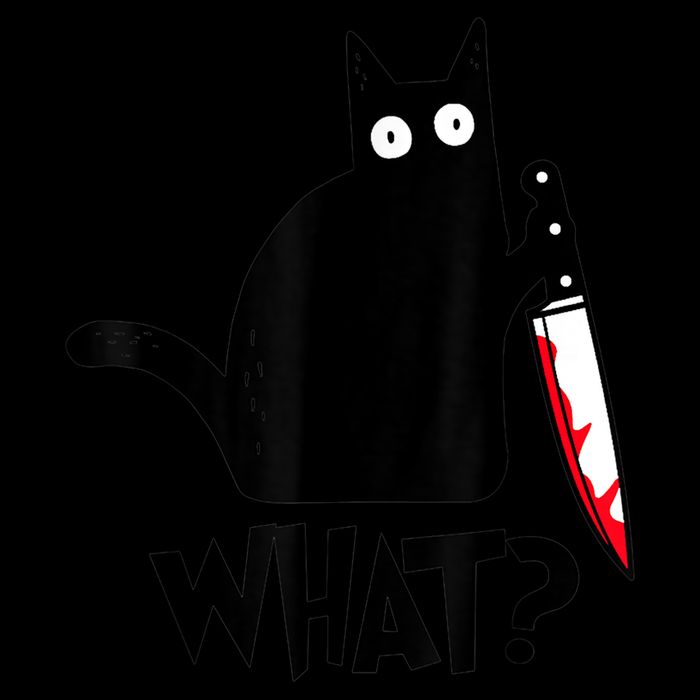 Cat What? Funny Black Cat Murderous Cat With Knife 16oz Travel Tumbler