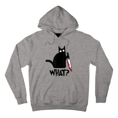 Cat What? Funny Black Cat Murderous Cat With Knife Tall Hoodie