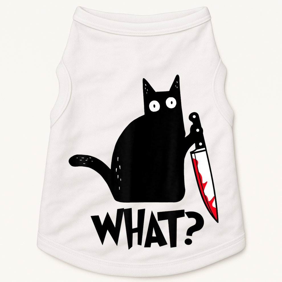 Cat What? Funny Black Cat Murderous Cat With Knife Doggie Tank