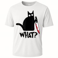 Cat What? Funny Black Cat Murderous Cat With Knife Performance Shirt
