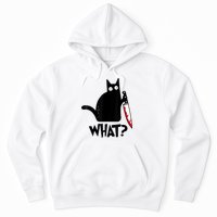 Cat What? Funny Black Cat Murderous Cat With Knife Hoodie