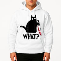 Cat What? Funny Black Cat Murderous Cat With Knife Hoodie