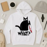 Cat What? Funny Black Cat Murderous Cat With Knife Hoodie