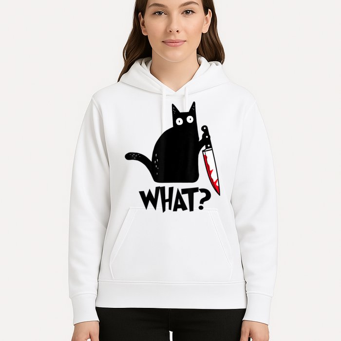 Cat What? Funny Black Cat Murderous Cat With Knife Hoodie