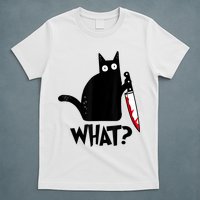 Cat What? Funny Black Cat Murderous Cat With Knife T-Shirt