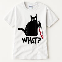 Cat What? Funny Black Cat Murderous Cat With Knife Tall T-Shirt