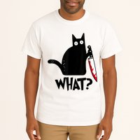 Cat What? Funny Black Cat Murderous Cat With Knife Tall T-Shirt