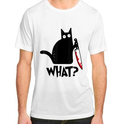 Cat What? Funny Black Cat Murderous Cat With Knife Adult ChromaSoft Performance T-Shirt