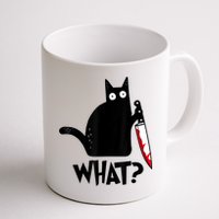 Cat What? Funny Black Cat Murderous Cat With Knife Mug