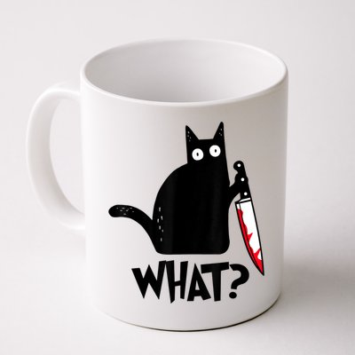 Cat What? Funny Black Cat Murderous Cat With Knife Mug
