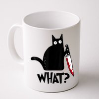 Cat What? Funny Black Cat Murderous Cat With Knife Mug