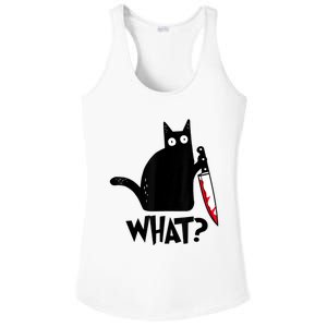 Cat What? Funny Black Cat Murderous Cat With Knife Ladies PosiCharge Competitor Racerback Tank