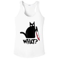 Cat What? Funny Black Cat Murderous Cat With Knife Ladies PosiCharge Competitor Racerback Tank