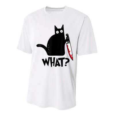 Cat What? Funny Black Cat Murderous Cat With Knife Performance Sprint T-Shirt