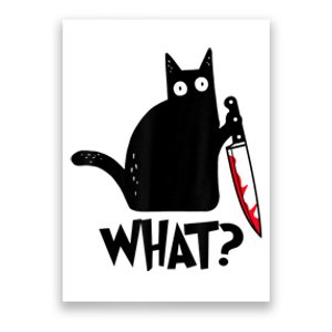 Cat What? Funny Black Cat Murderous Cat With Knife Poster