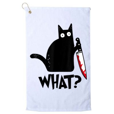 Cat What? Funny Black Cat Murderous Cat With Knife Golf Towel