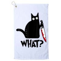 Cat What? Funny Black Cat Murderous Cat With Knife Golf Towel