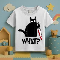 Cat What? Funny Black Cat Murderous Cat With Knife Toddler T-Shirt