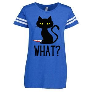 Cat What Funny Black Cat Murderous Cat With Knife Meaningful Gift Enza Ladies Jersey Football T-Shirt