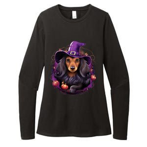 Cute Witch Funny Dachshund Halloween Costume Dog Lover Womens CVC Long Sleeve Shirt