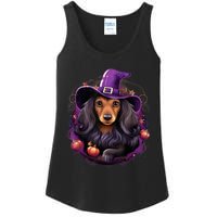 Cute Witch Funny Dachshund Halloween Costume Dog Lover Ladies Essential Tank