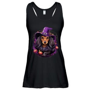 Cute Witch Funny Dachshund Halloween Costume Dog Lover Ladies Essential Flowy Tank