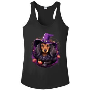 Cute Witch Funny Dachshund Halloween Costume Dog Lover Ladies PosiCharge Competitor Racerback Tank