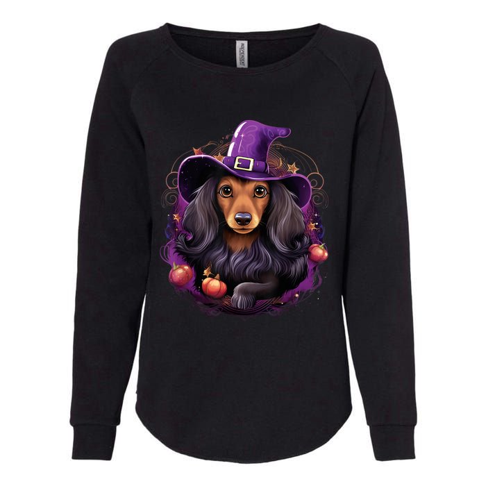 Cute Witch Funny Dachshund Halloween Costume Dog Lover Womens California Wash Sweatshirt