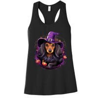 Cute Witch Funny Dachshund Halloween Costume Dog Lover Women's Racerback Tank