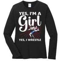 Cool Wrestling For Wrestler Athletes Coach Ladies Long Sleeve Shirt