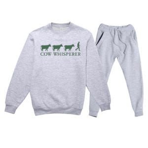 Cow Whisperer Funny Farmer Premium Crewneck Sweatsuit Set