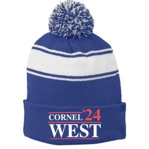 Cornel West For President Cornel West 2024 Stripe Pom Pom Beanie