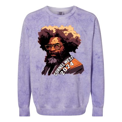 Cornel West For President Cornel West 2024 Colorblast Crewneck Sweatshirt