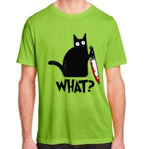 Cat What Funny Black Cat Murderous Cat With Knife Adult ChromaSoft Performance T-Shirt