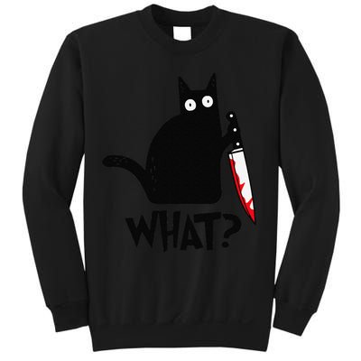 Cat What Funny Black Cat Murderous Cat With Knife Sweatshirt