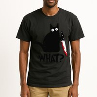 Cat What Funny Black Cat Murderous Cat With Knife Tall T-Shirt