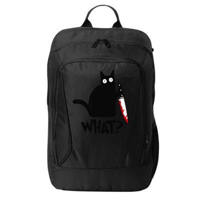 Cat What Funny Black Cat Murderous Cat With Knife City Backpack