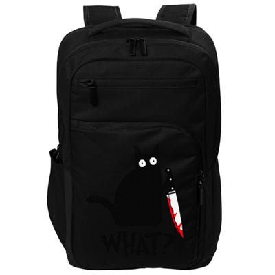 Cat What Funny Black Cat Murderous Cat With Knife Impact Tech Backpack