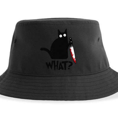 Cat What Funny Black Cat Murderous Cat With Knife Sustainable Bucket Hat