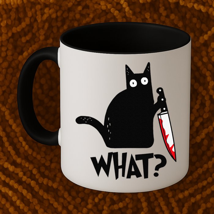 Cat What Funny Black Cat Murderous Cat With Knife Mug