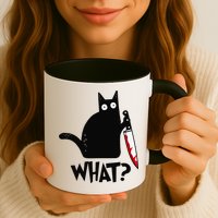 Cat What Funny Black Cat Murderous Cat With Knife Mug