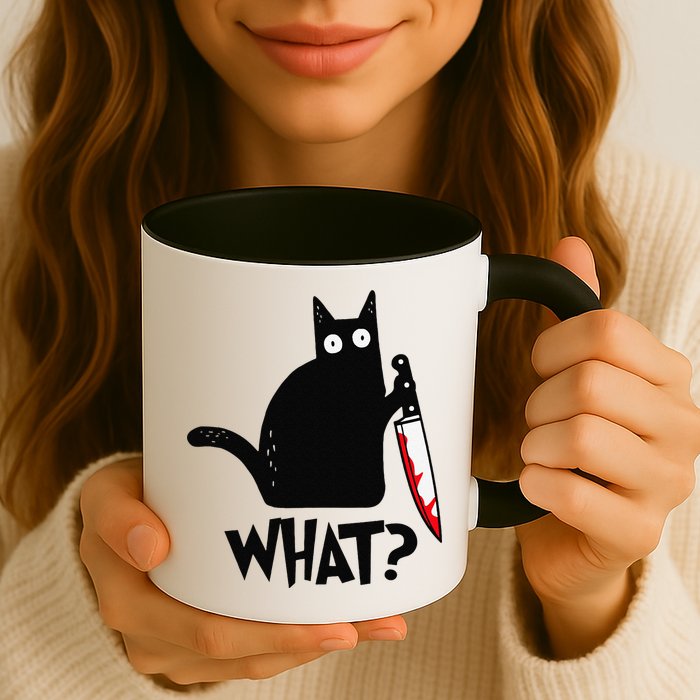 Cat What Funny Black Cat Murderous Cat With Knife Mug