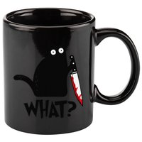 Cat What Funny Black Cat Murderous Cat With Knife 11oz C Handle Ceramic Mug
