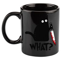 Cat What Funny Black Cat Murderous Cat With Knife 11oz C Handle Ceramic Mug